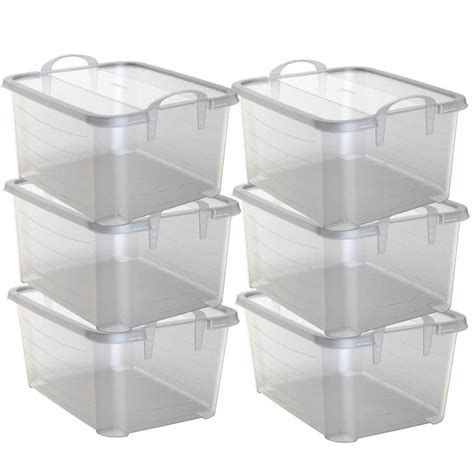 clear storage bins with lids stackable